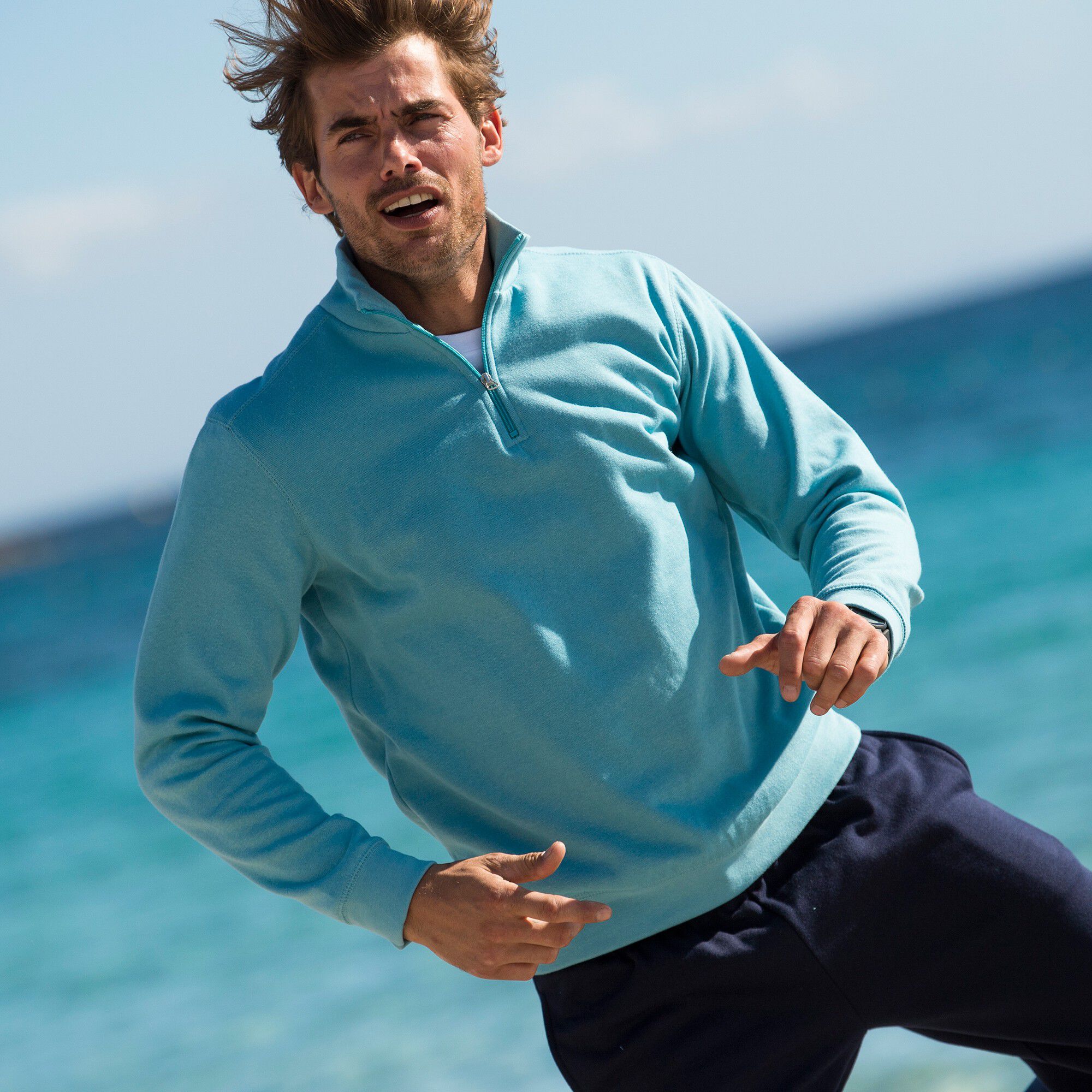 Sweat molleton col camionneur zippé