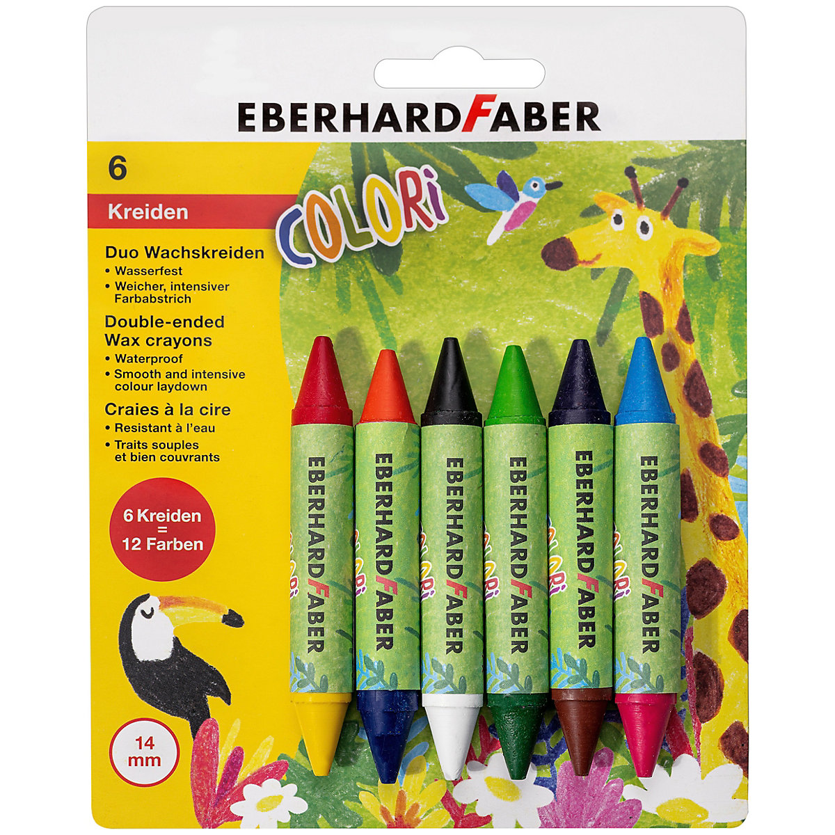 Doppel-Wachsmalstifte COLORI DUO, 6 Stifte - 12 Farben