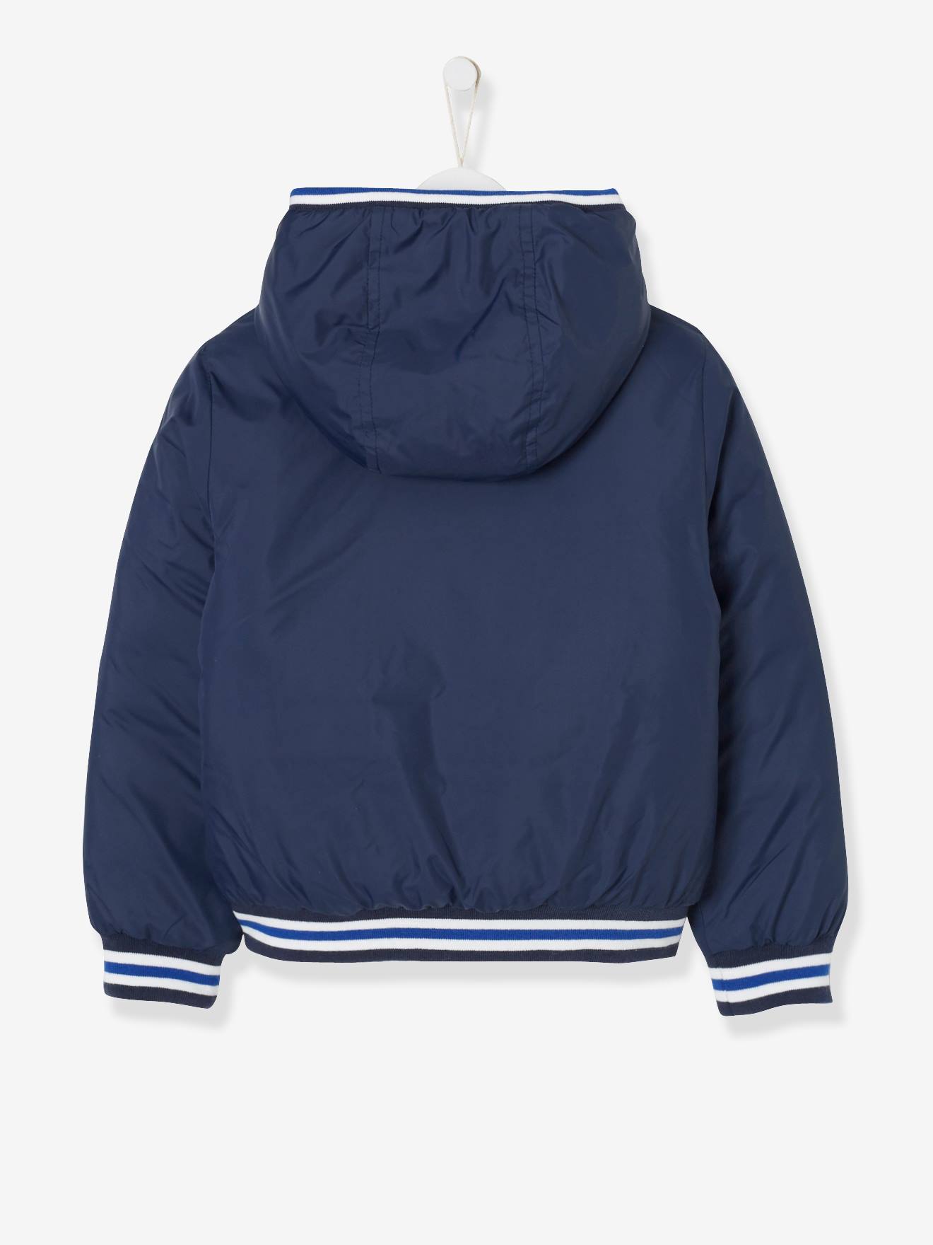 Blouson doudoune garçon réversible marine grisé