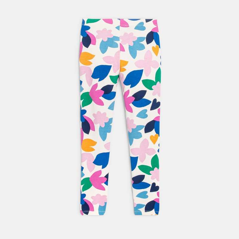 Legging fille coton inspiration papier découpé fleuri blanc Catimini