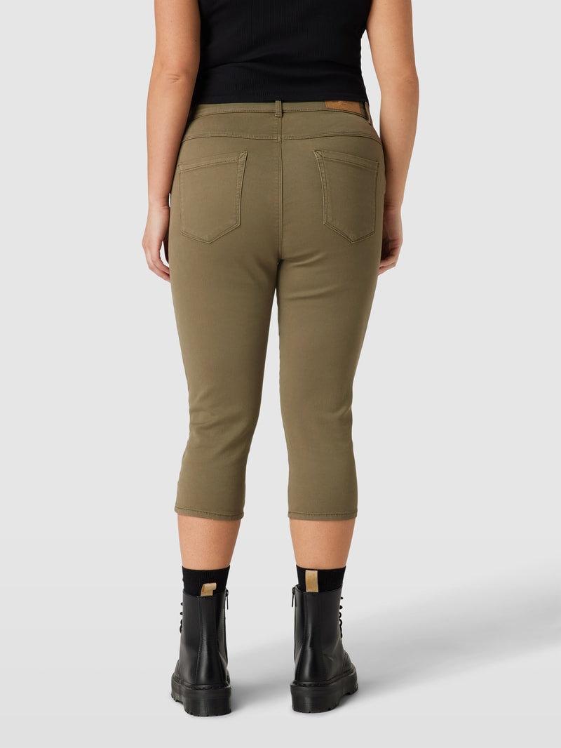 PLUS SIZE Hose mit Label-Details Modell 'AUGUSTA' in olivgrün