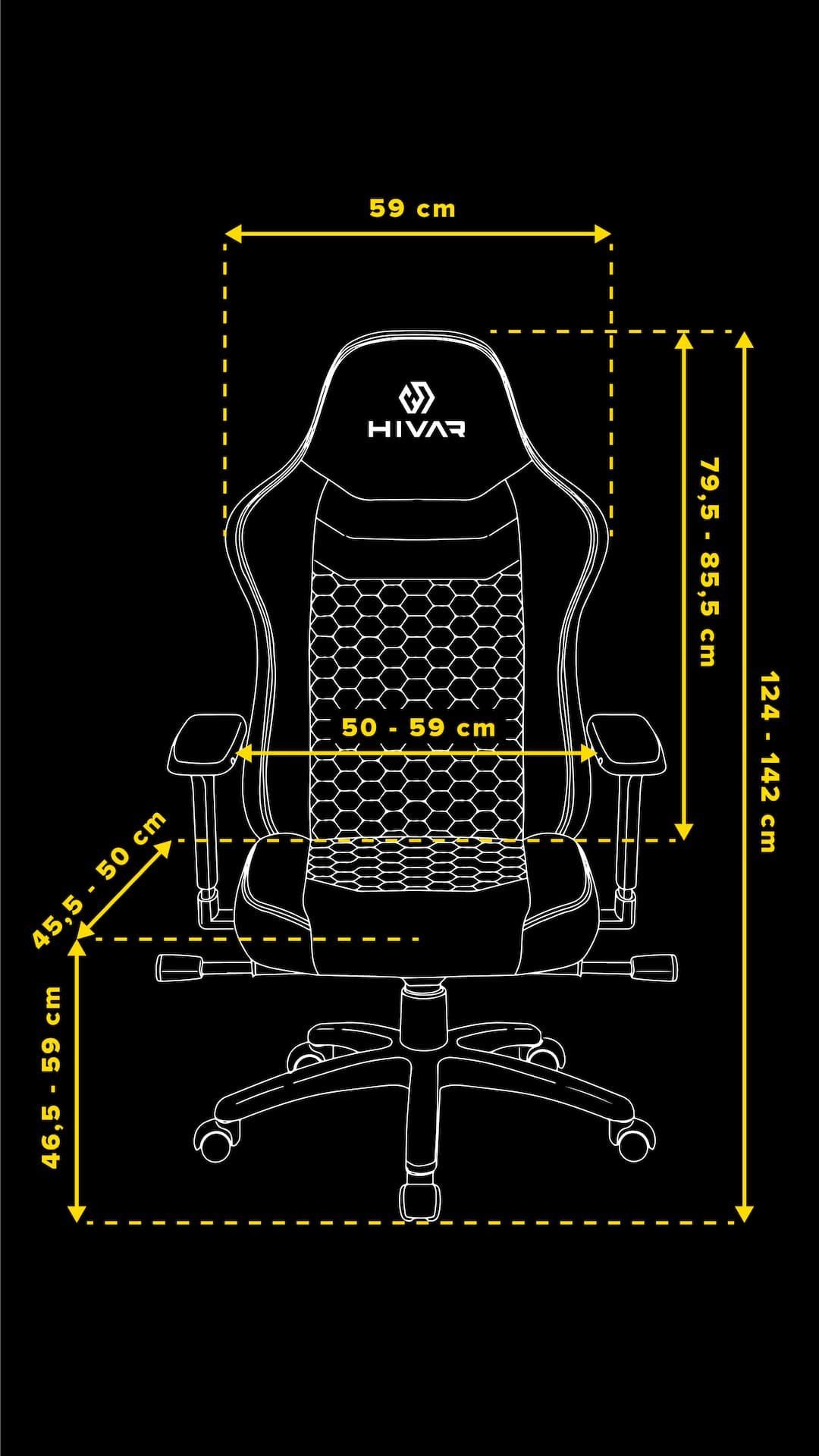 HIVAR Gaming-Stuhl ORBICAL SMOKE, Sitztiefenverstellung, höhenverstellbare Rückenlehne, Lordosenstütze, 4D Armlehnen, Wippwiderstand, Synchronmechanik, TÜV geprüft, Belastbarkeit 130 kg