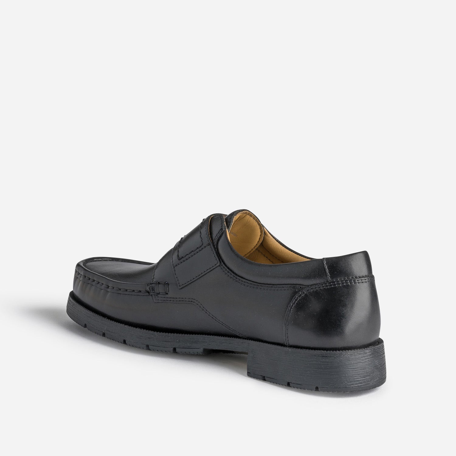 Mocassin noir en cuir à scratch