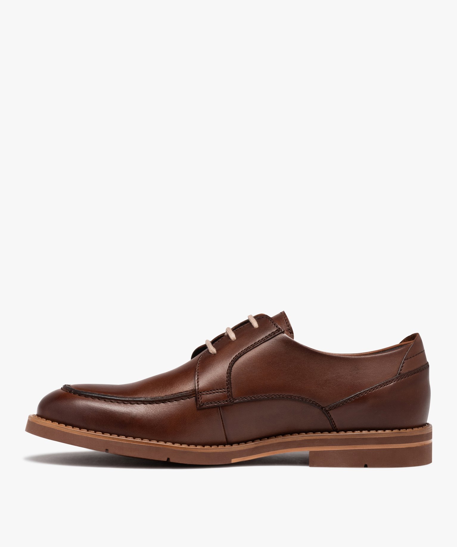 Derbies homme dessus cuir uni à semelle bicolore - Tanéo marron | GEMO
