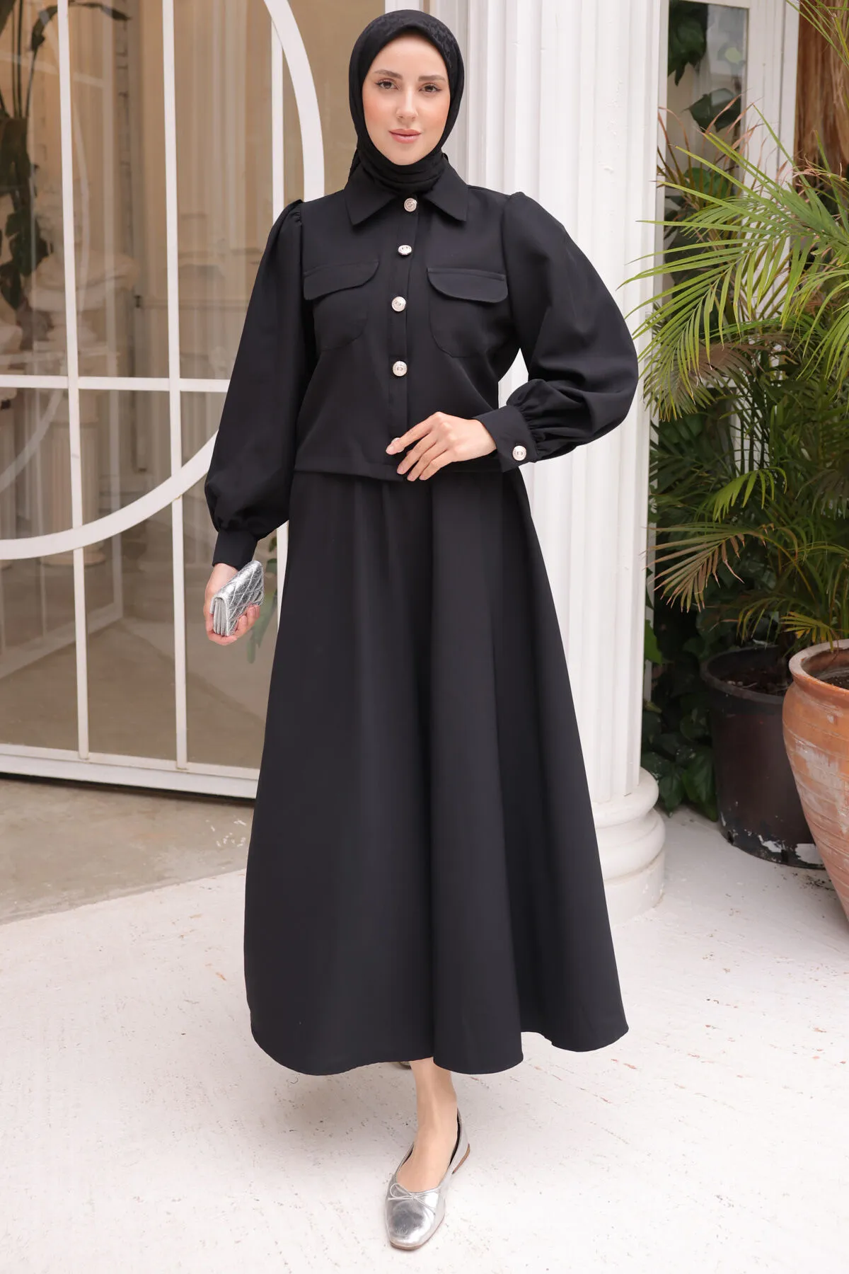 benguen  Hijab-Anzug mit Rock für Damen 2091 Schwarz