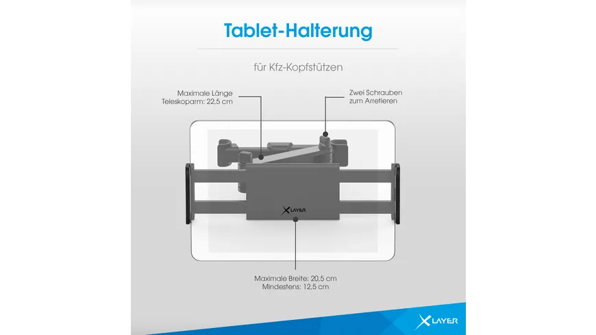 XLayer Tablet-Halterung für Kfz-Kopfstützen Black