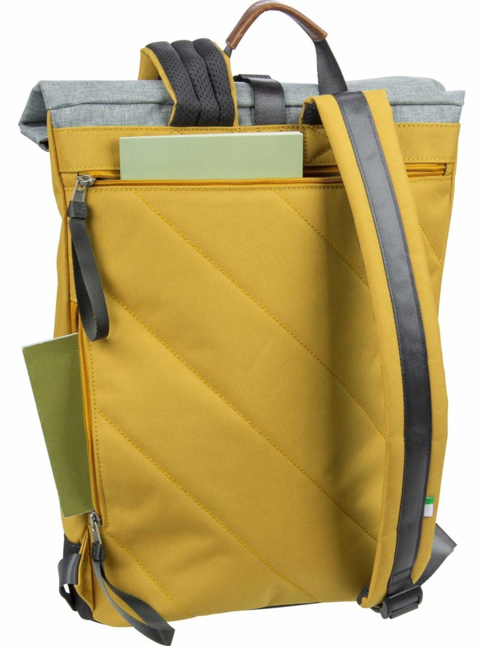 ZWEI Handtaschen gelb Rucksack Roll