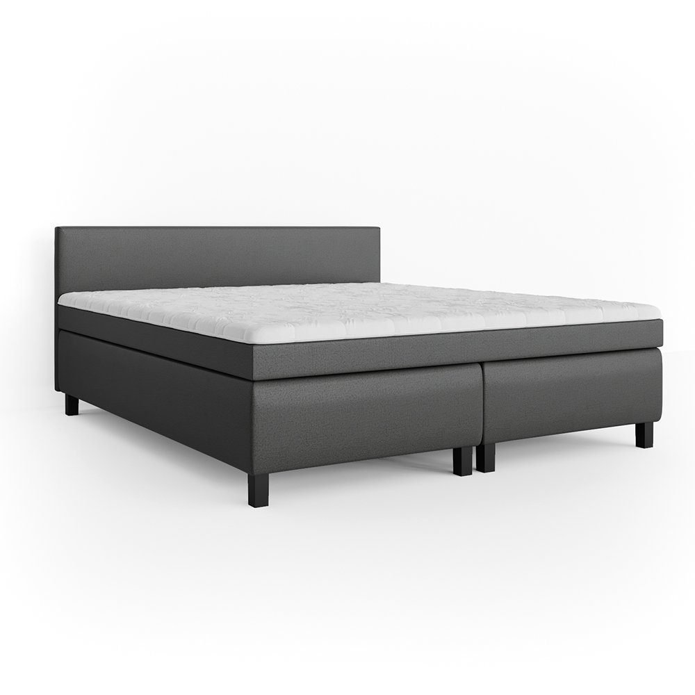 VitaliSpa® Boxspringbett Doppelbett Ehebett 180x200cm Philly Topper Schwarz
