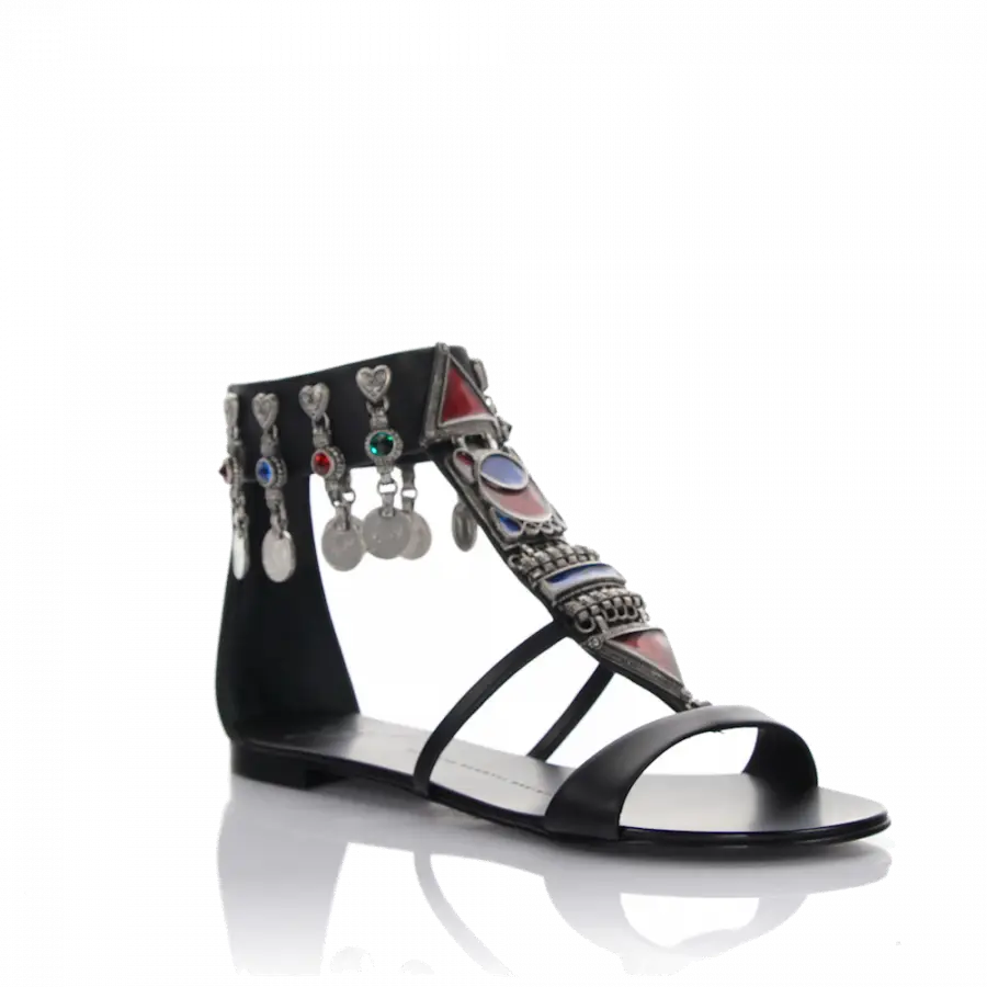 Giuseppe Zanotti - Sandalen Roll 10 Knöchelriemchen Leder schwarz - schwarz