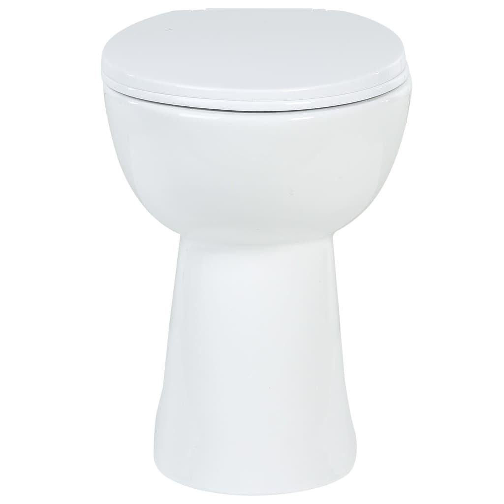 vidaXL Tiefspül-WC Hohe Spülrandlose Toilette Soft-Close 7 cm Höher Keramik Weiß