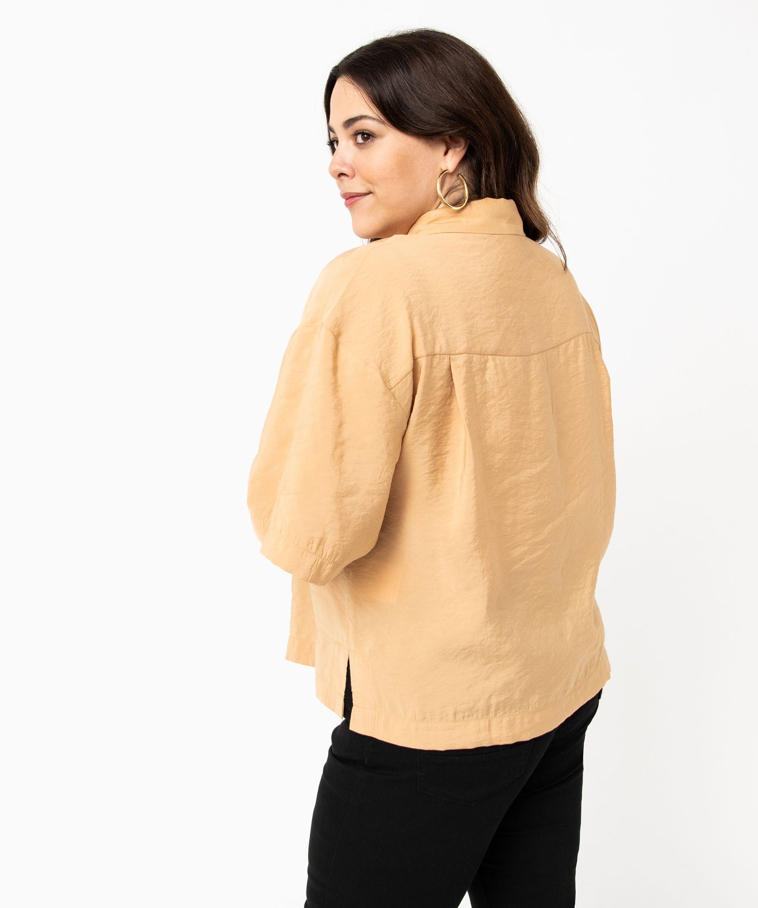 Chemise à manches courtes avec poches poitrine femme grande... camel | GEMO