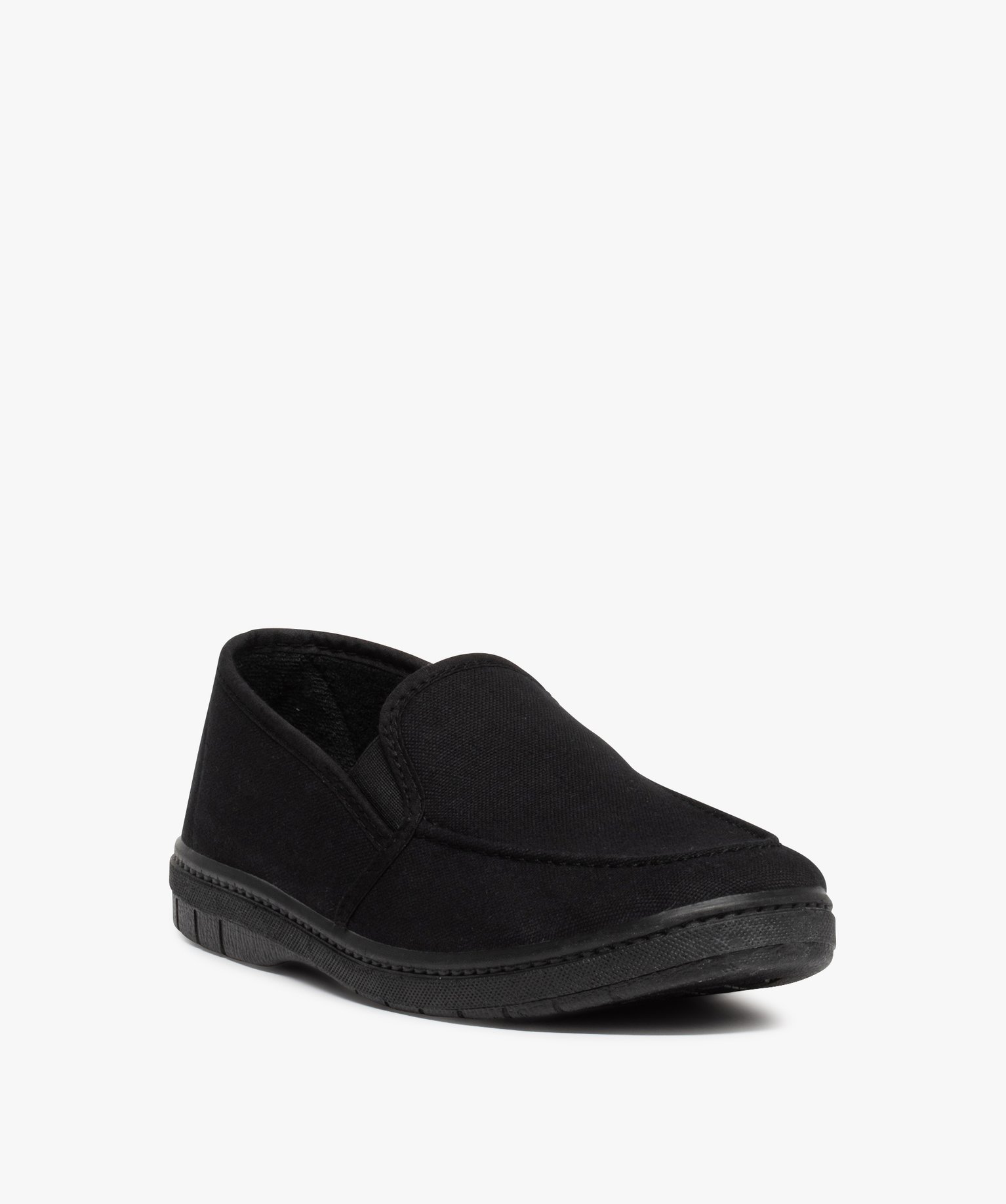 Chaussons homme unis en toile noir | GEMO