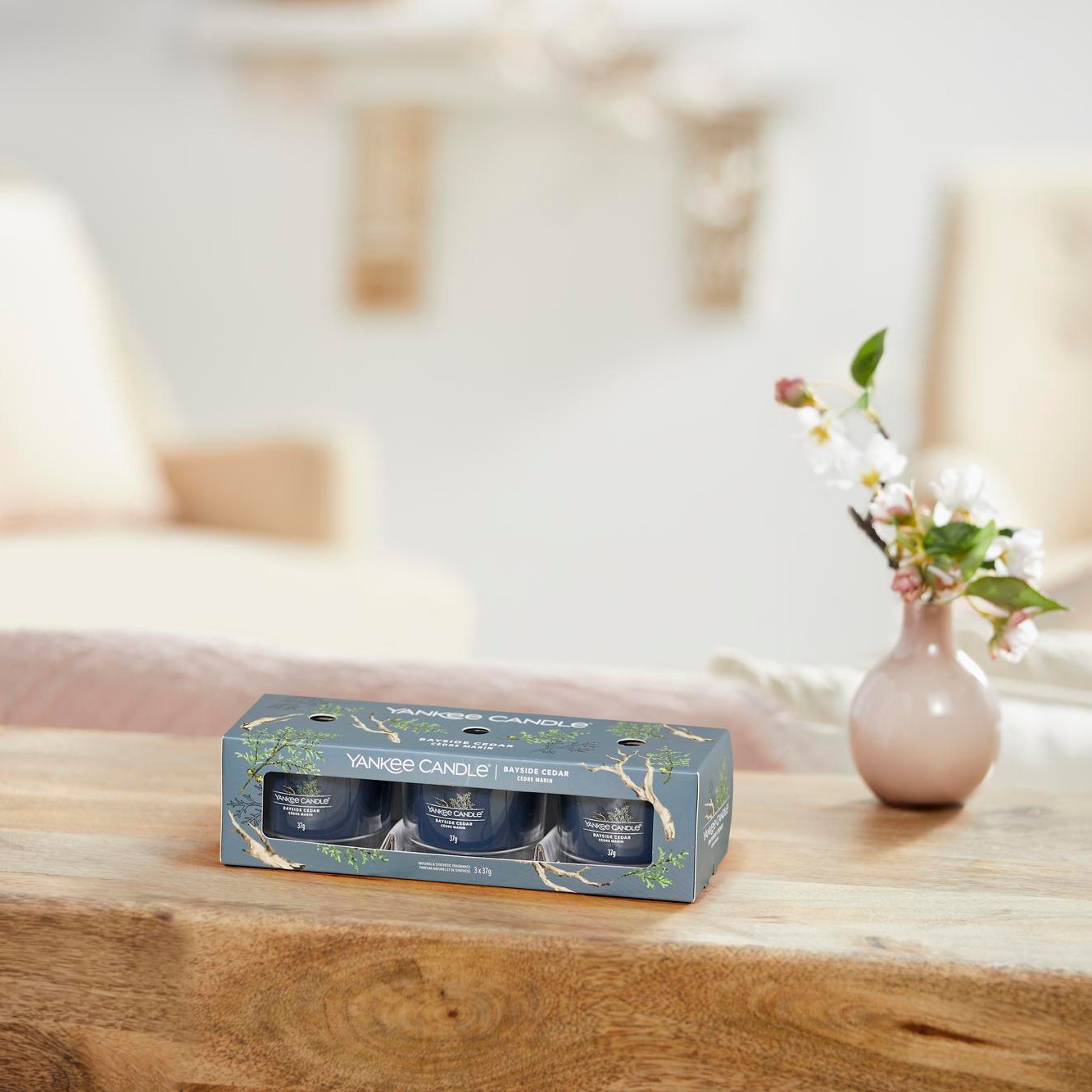 YANKEE CANDLE Komplet 3 votivnih sveč iz stekla iz morske cedre