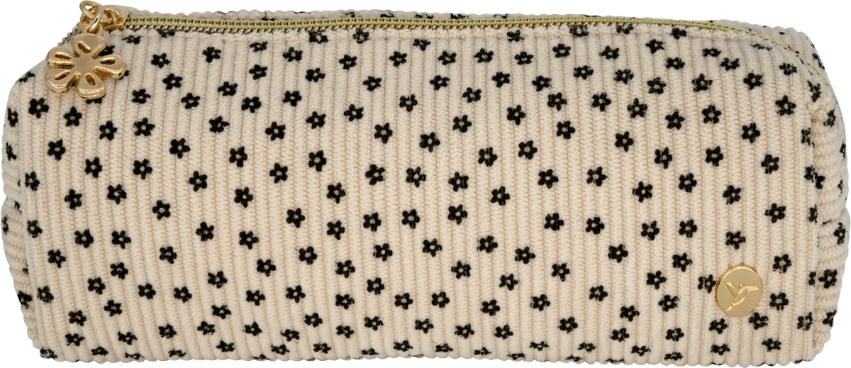 Kosmetiktasche beige schwarze Blumen, 1 St