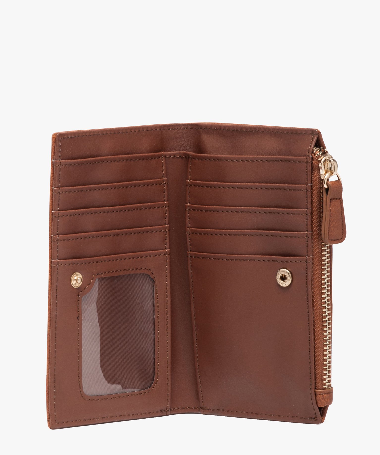 Portefeuille compact multi-compartiments femme cognac | GEMO