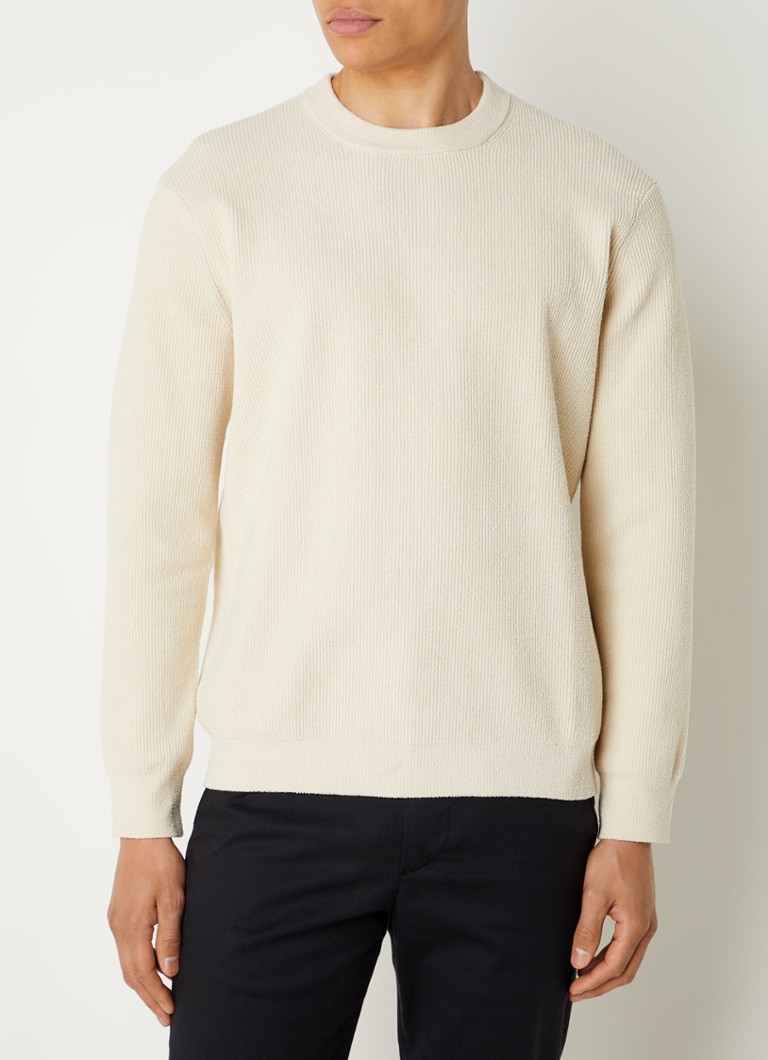 NN.07 Fine-knit sweater in wool blend with ribbed structure