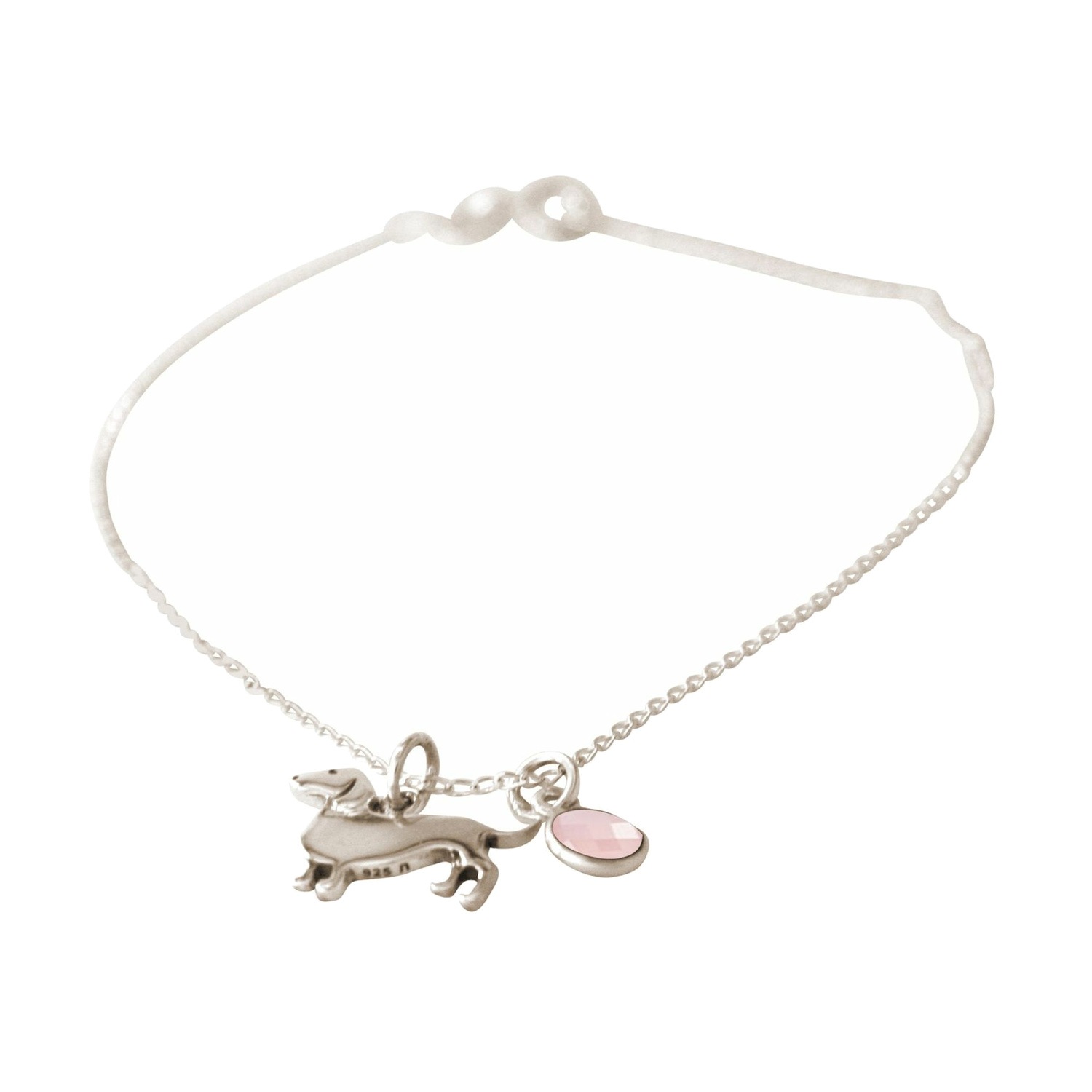 Armband 'DACKEL DACHSHUNDRosenquarz'