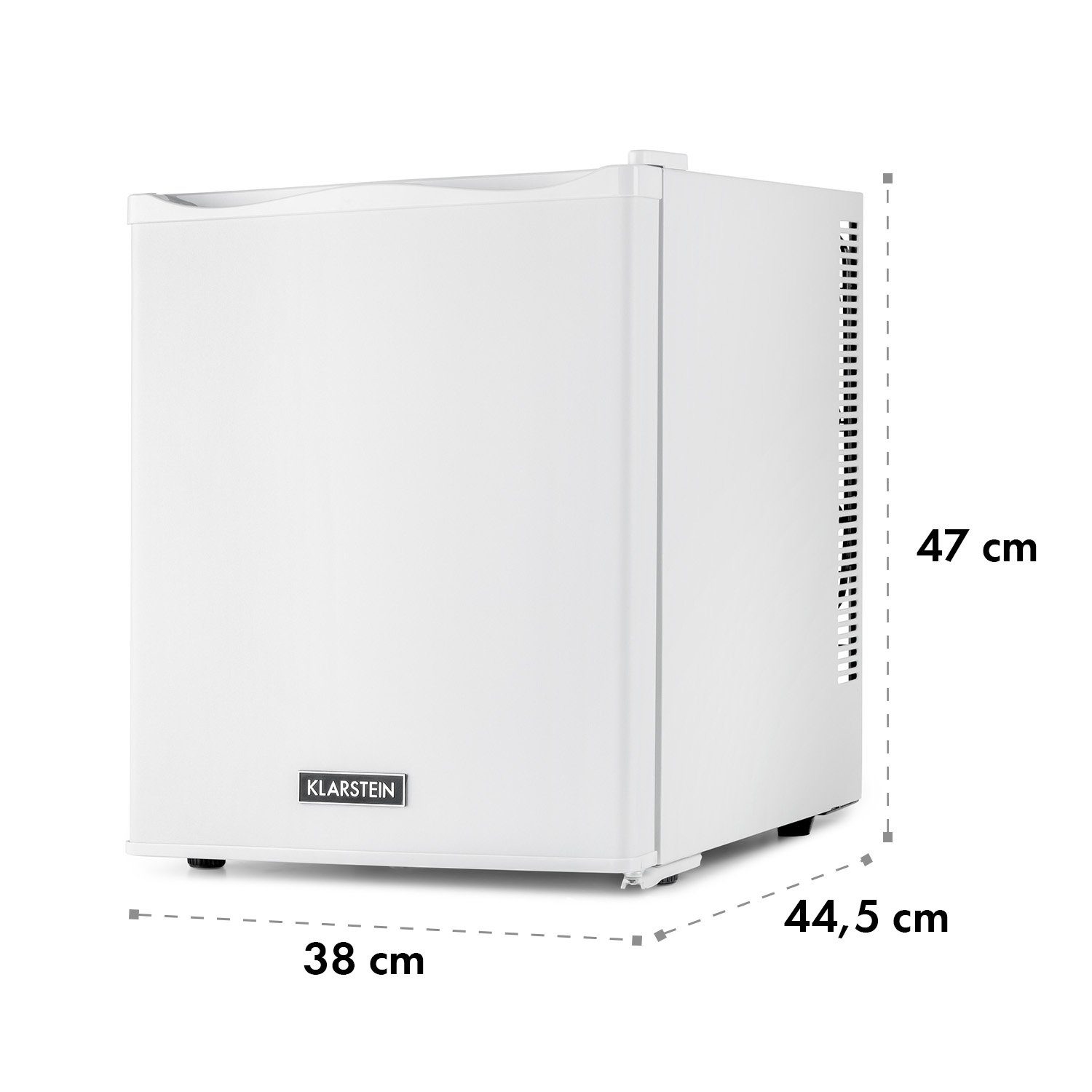 Klarstein Table Top Kühlschrank HEA-HappyHour-24Wht 10035241A, 47 cm hoch, 38 cm breit, Hausbar Minikühlschrank ohne Gefrierfach Getränkekühlschrank klein