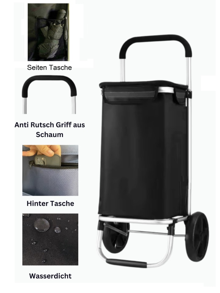 Cheffinger 40L Einkaufswagen Trolley in Schwarz günstig kaufen 40