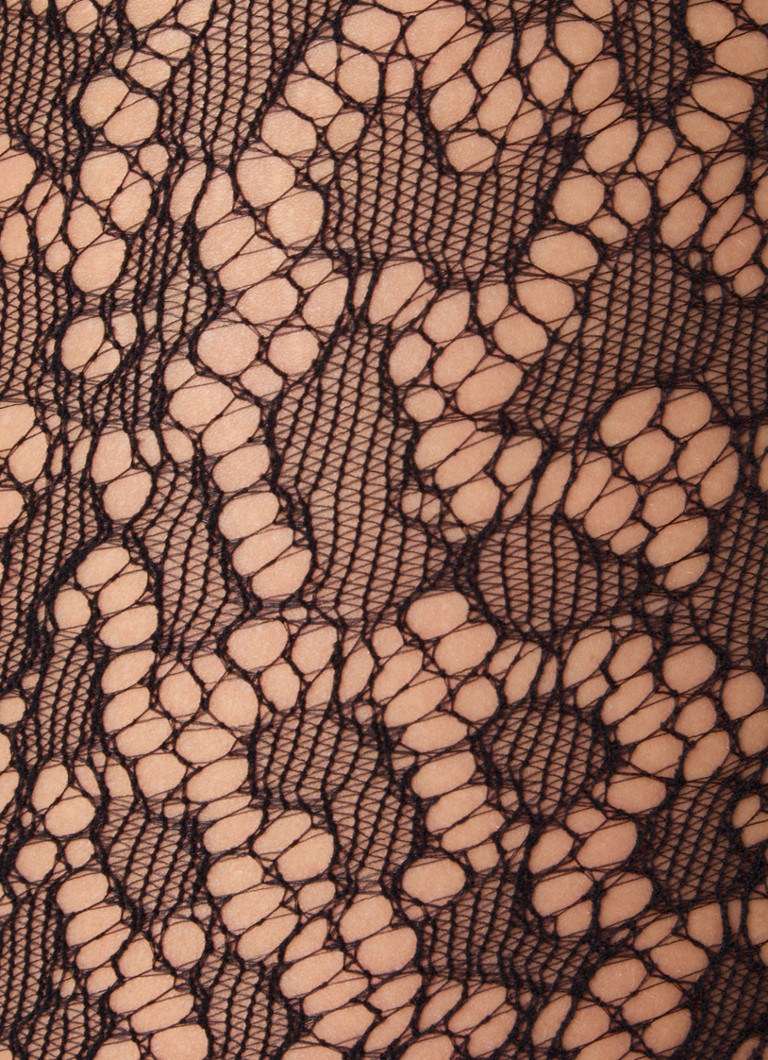 Wolford  Leo Lace netpanty met panterprint en logoband