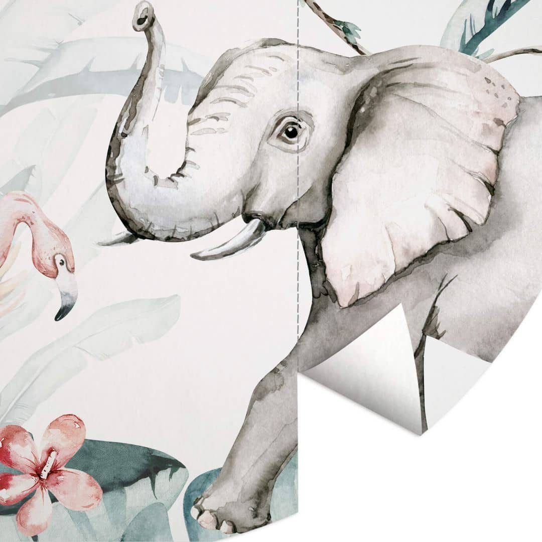 K&L Wall Art Fototapete Fototapete Kvilis Kinderzimmer Tiere Giraffe Vliestapete Rund Elefant Tapete, Tierfreunde Tapete