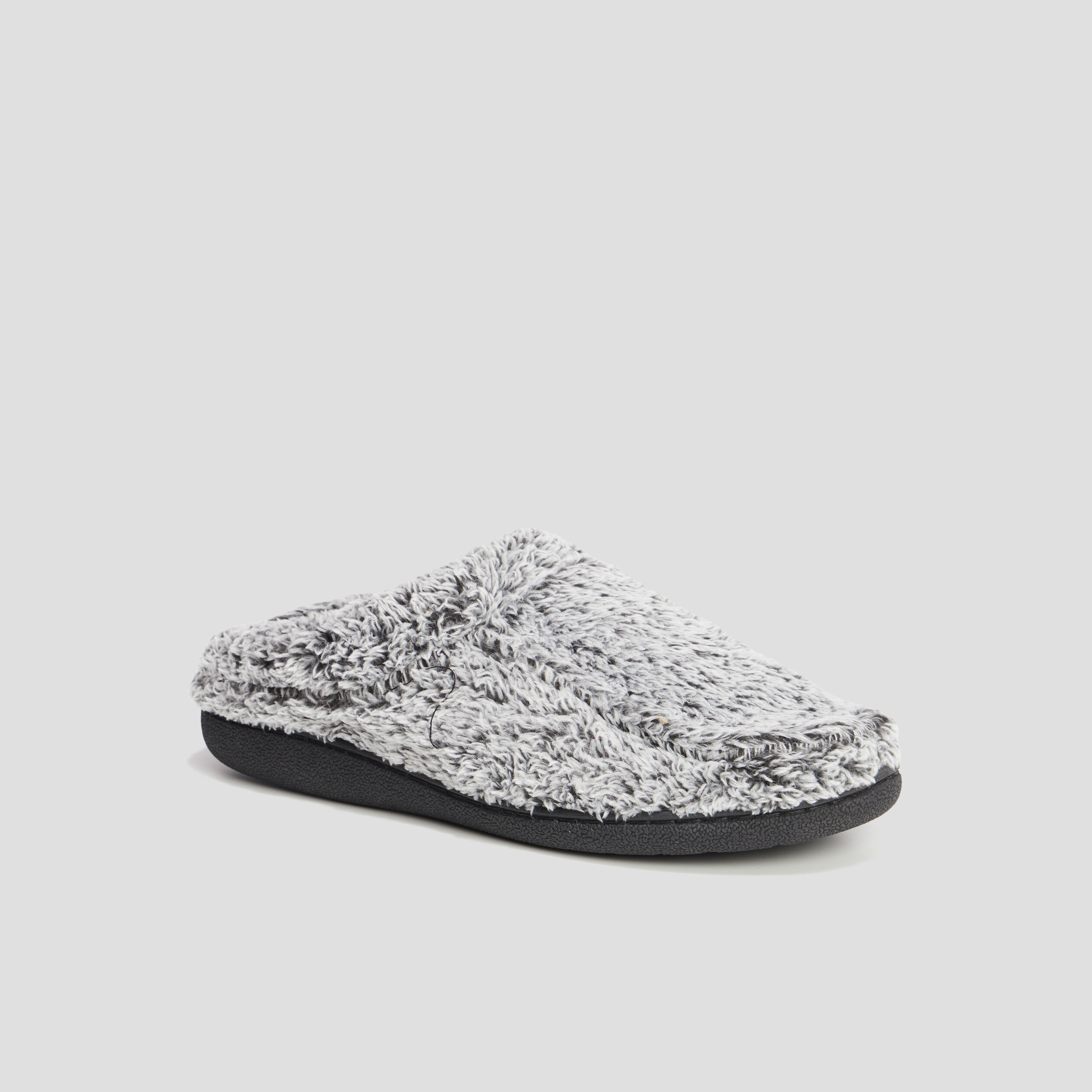 Chaussons mules fausse fourrure gris homme | La Halle