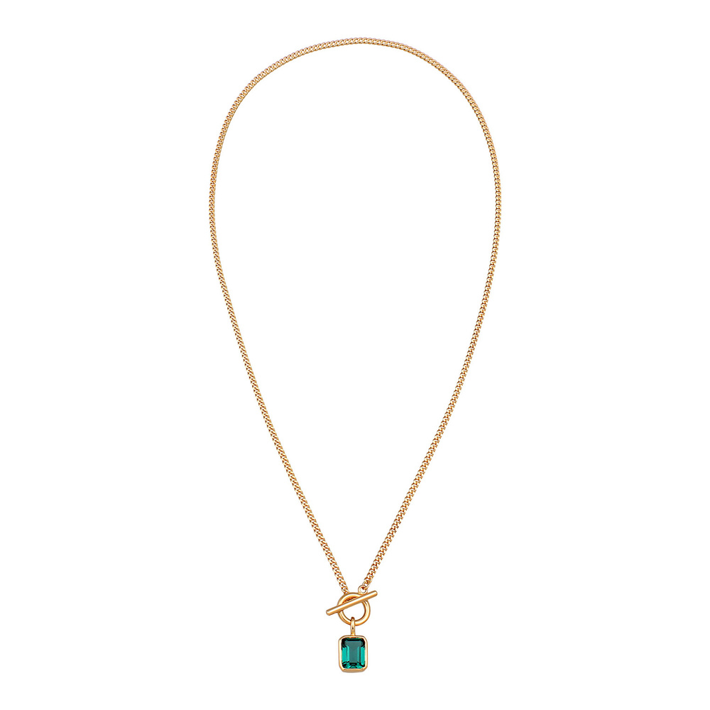 Elli Elli Collier Femmes Pendentif carré classique T-Bone avec pierre précieuse Quartz collier