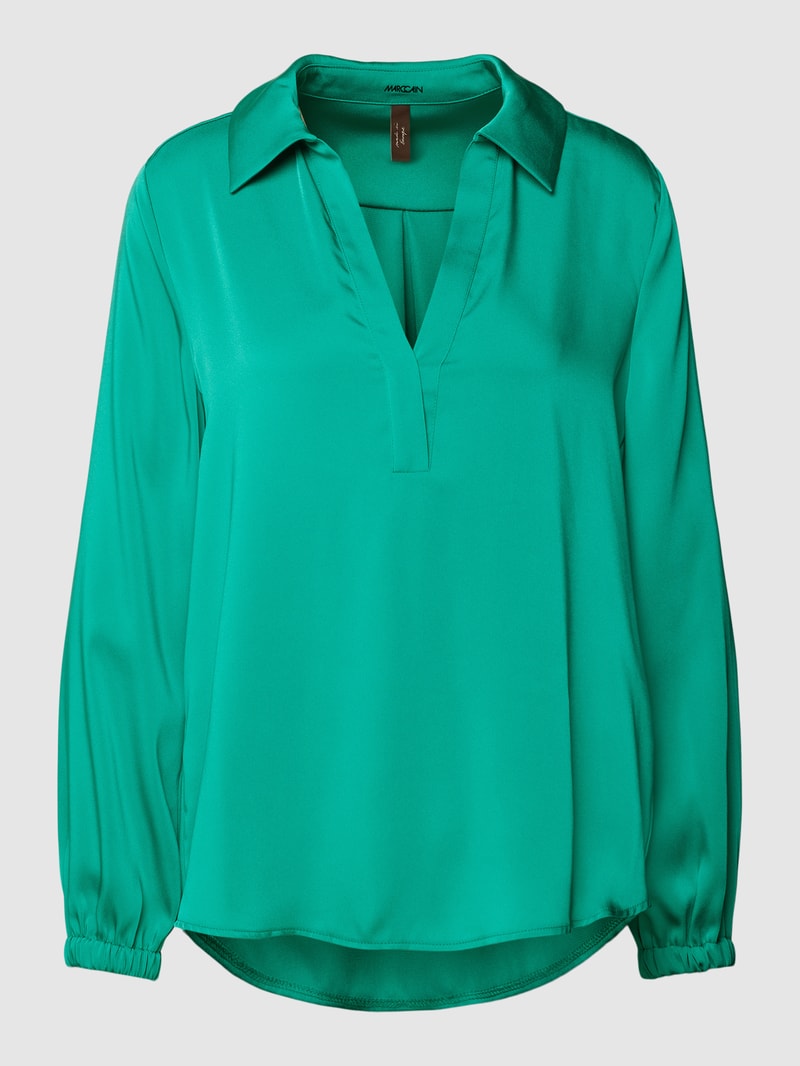 Bluse mit Umlegekragen in smaragd