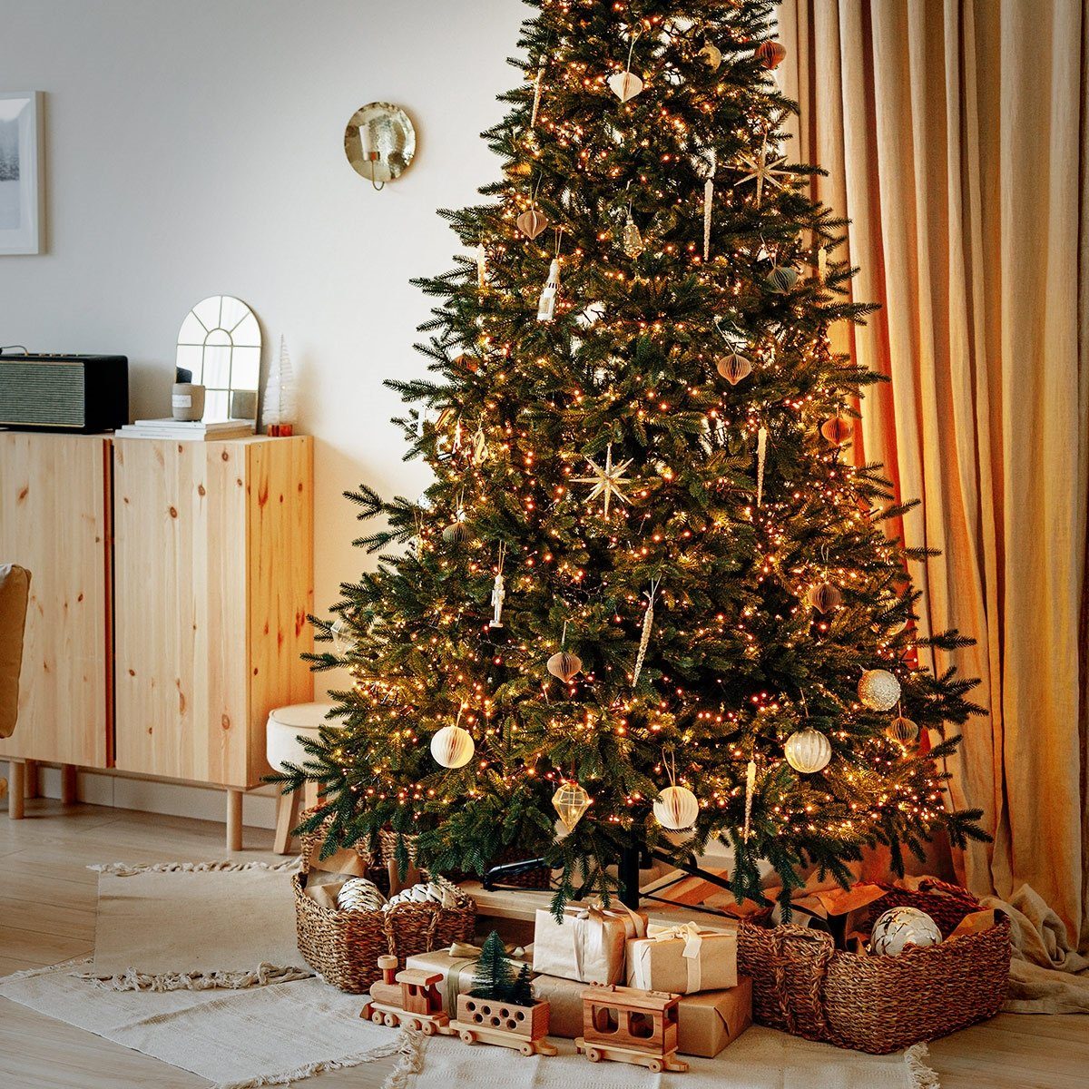 ECD Germany Weihnachtsfigur Lichterkette Weihnachtsbeleuchtung Weihnachtsbaum Cluster Lichterkette, LED Büschel 11m 1512 LEDs Warmweiß Strombetrieb IP44 Wasserdicht
