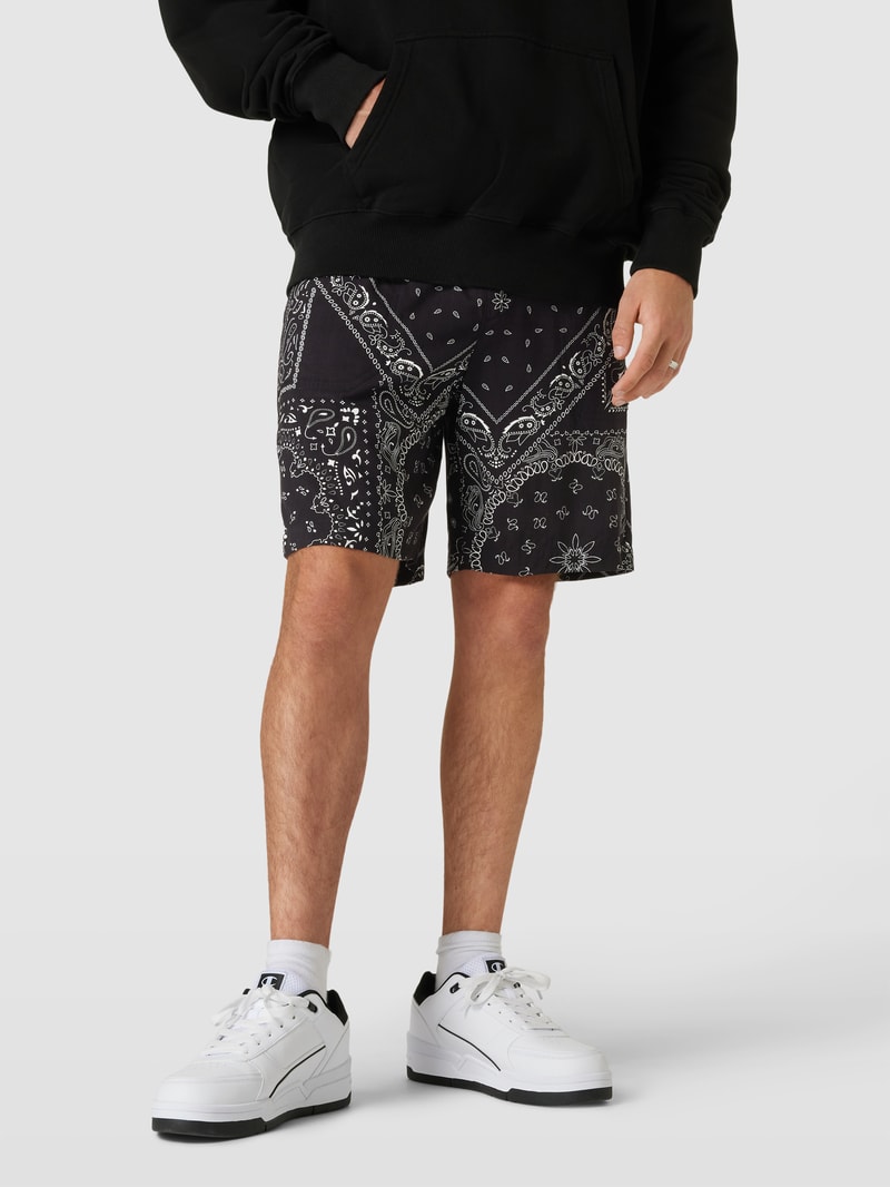 Shorts aus Viskose mit Allover-Muster in anthrazit