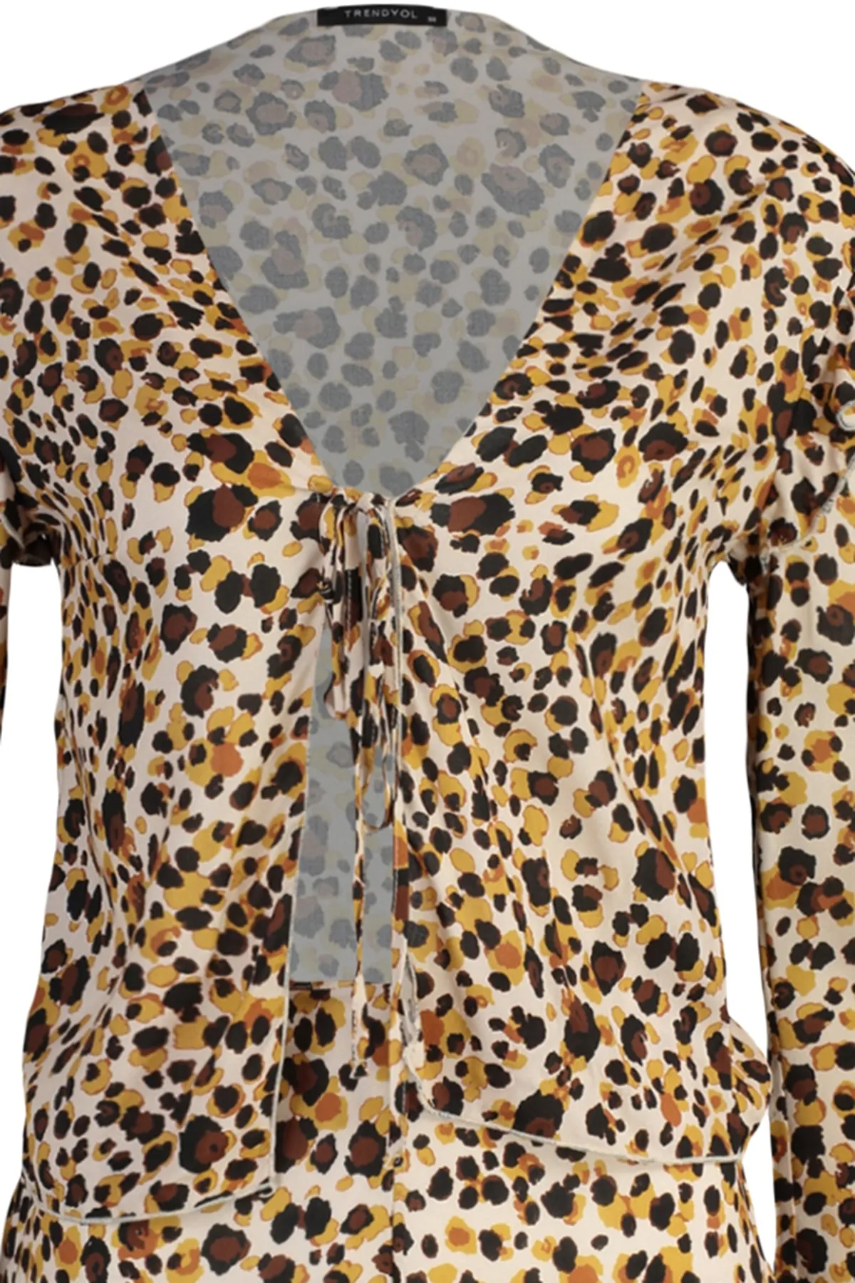 Trendyol Collection  Mehrfarbiges Strand-Unterteil-Oberteil-Set mit Leopardenmuster und Bindedetail TBESS22AU0271