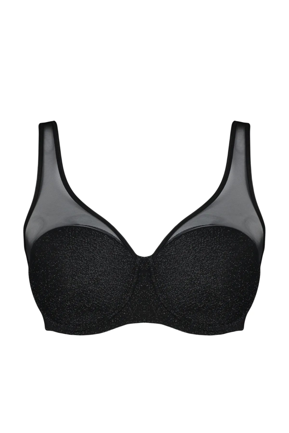 Trendyol Curve  Schwarzer, mit Glitzer überzogener Netz-BH TBBAW24CW00006
