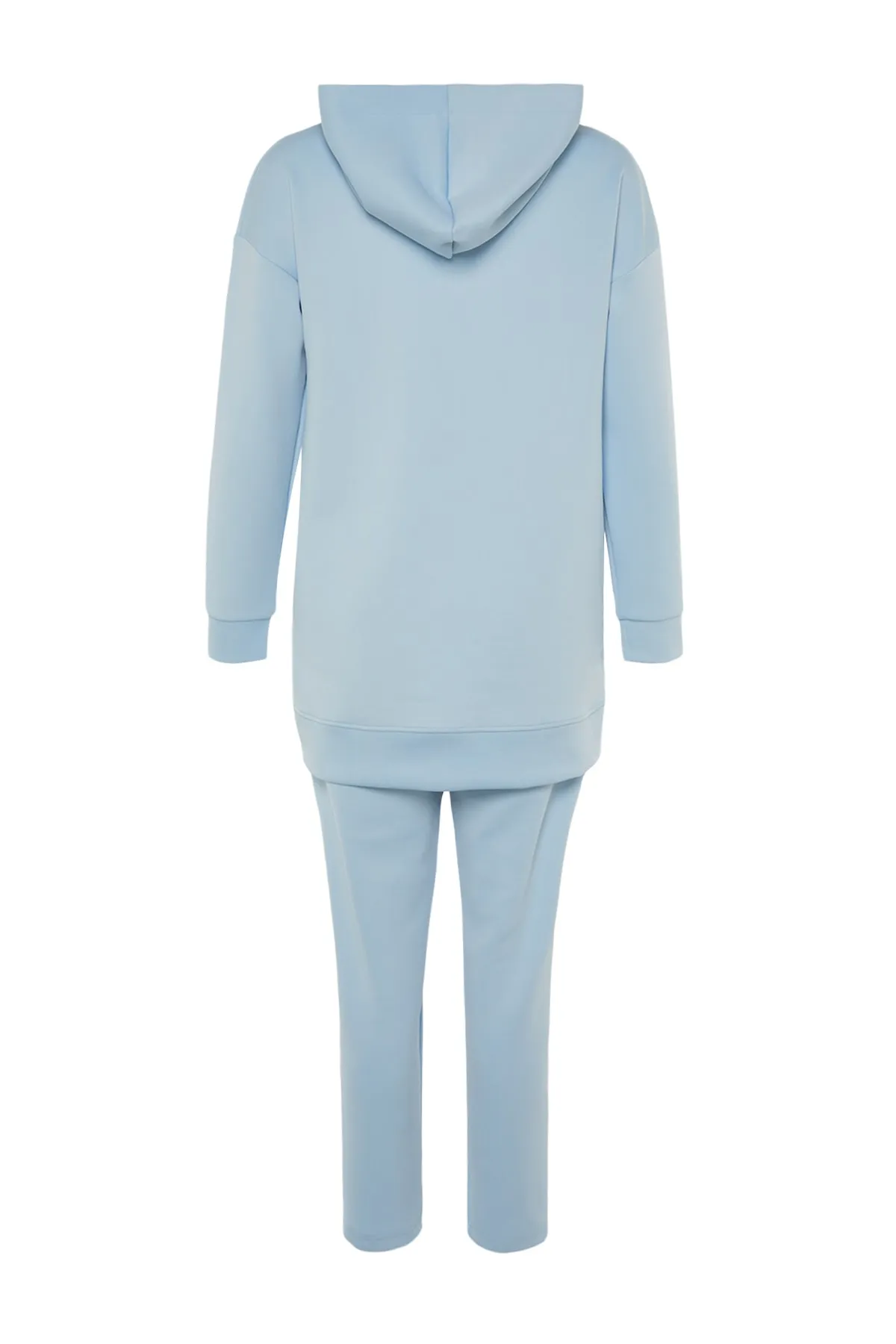 Trendyol Modest  Hellblaues, weich strukturiertes Scuba-Strick-Trainingsanzug-Set mit Reißverschluss vorne TCTSS23EN00005