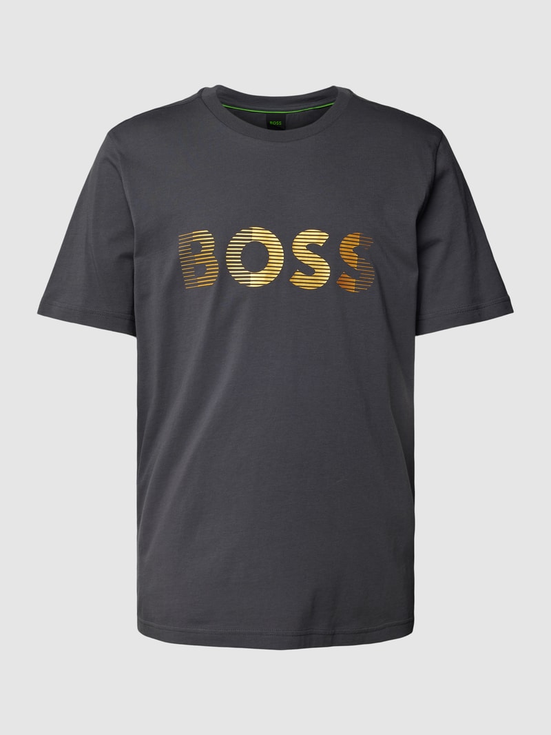 T-Shirt mit Label-Print in graphit