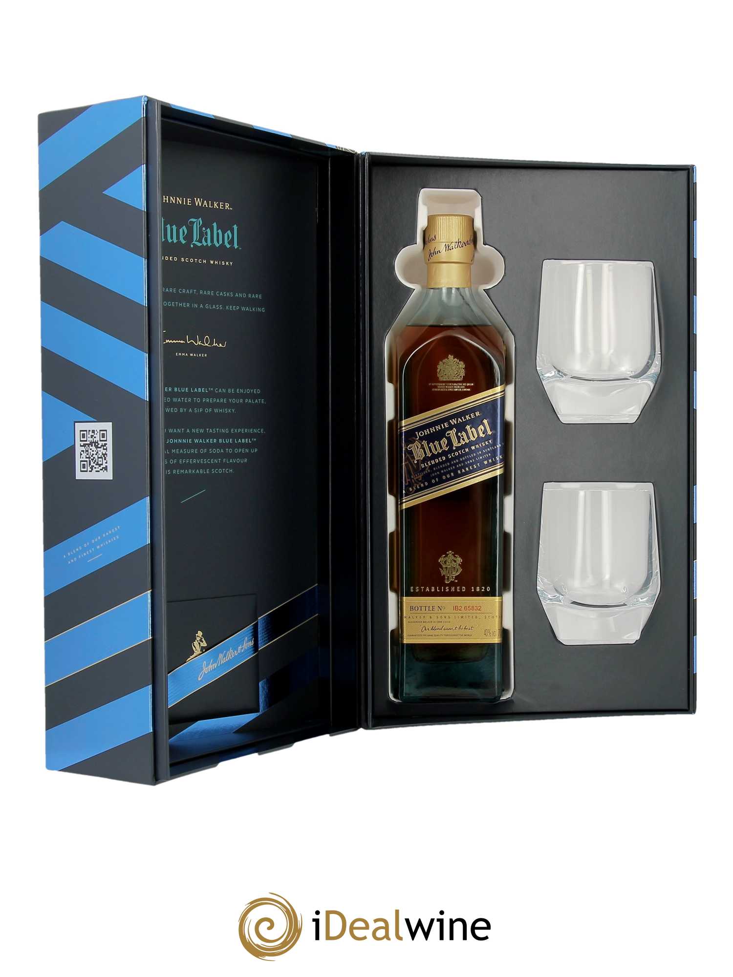 Whisky Johnnie Walker Blue Label - coffret 2 verres (70cl)  - Lot de 1 Bouteille
