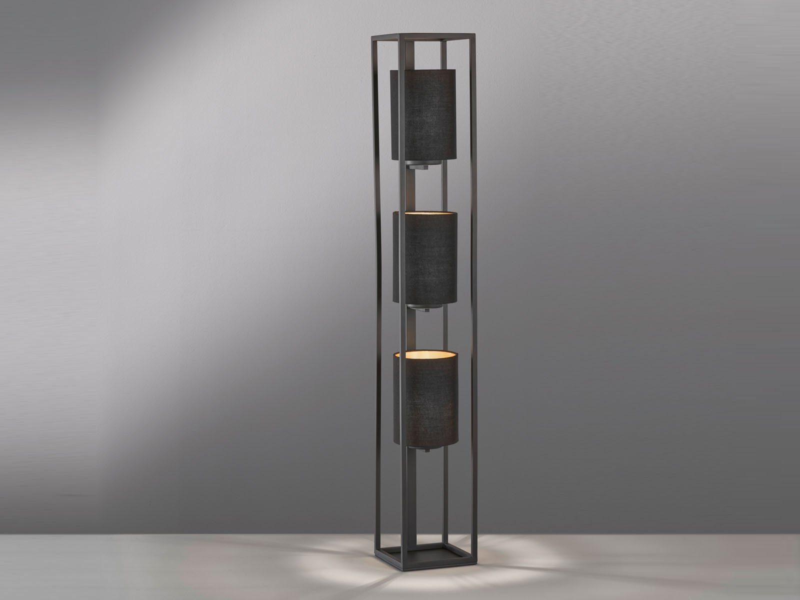 meineWunschleuchte LED Stehlampe, Leuchtmittel dimmbar, LED wechselbar, Warmweiß, kleine Designer Bodenleuchte 130cm Lampenschirm innen Gold LED dimmbar