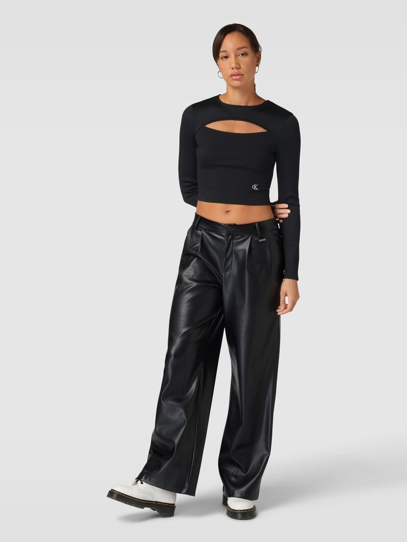 Cropped Longsleeve mit Cut Out Modell 'MILANO' in black