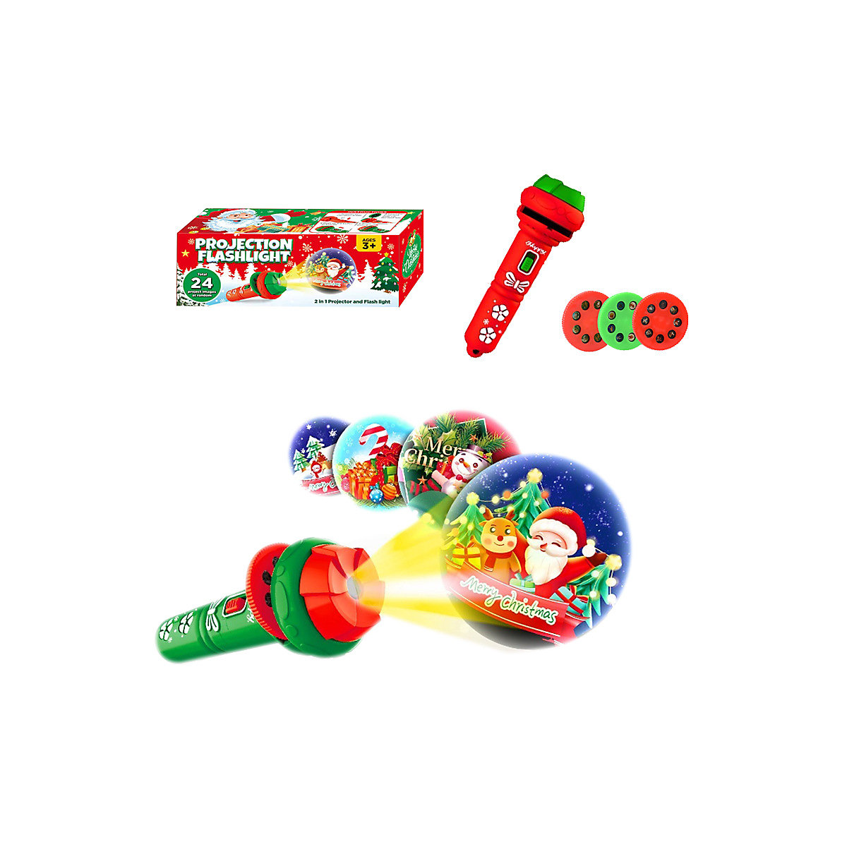 Projektor-Taschenlampe für die frühe Bildung von Kindern Kinder-Weihnachtsmann-Lernspielzeug mit leuchtendem Muster