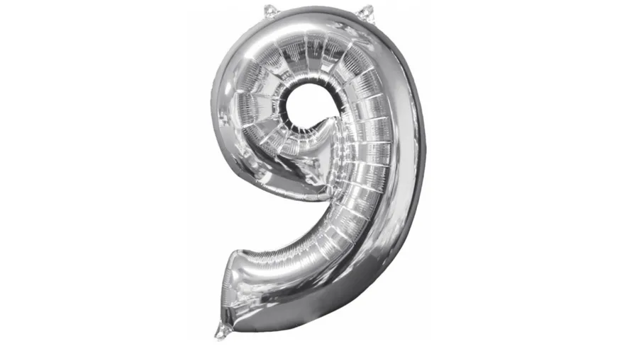 Amscan - Folienballon Zahl 9 silber 26