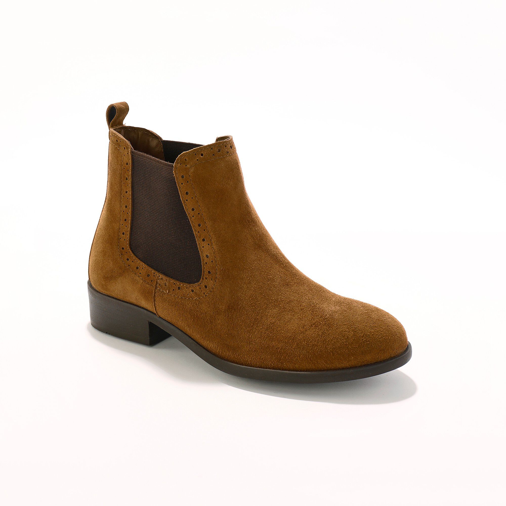 Boots élastiquées perforées Chelsea en croûte de cuir
