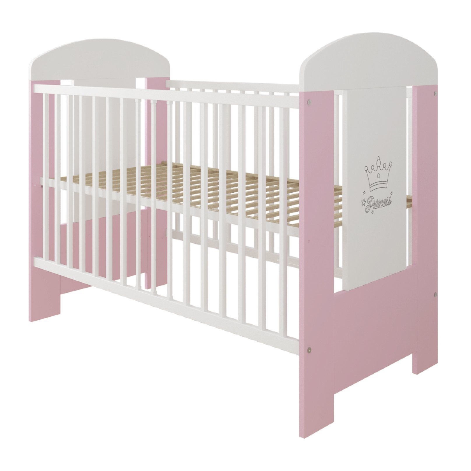 LCP Kids Kinderbett Princess 60x120 cm (1-tlg., Bett ohne Matratze, ohne Bettkasten), 3 entnehmbare Schlupfsprossen an einem Seitenteil, einfache Montage
