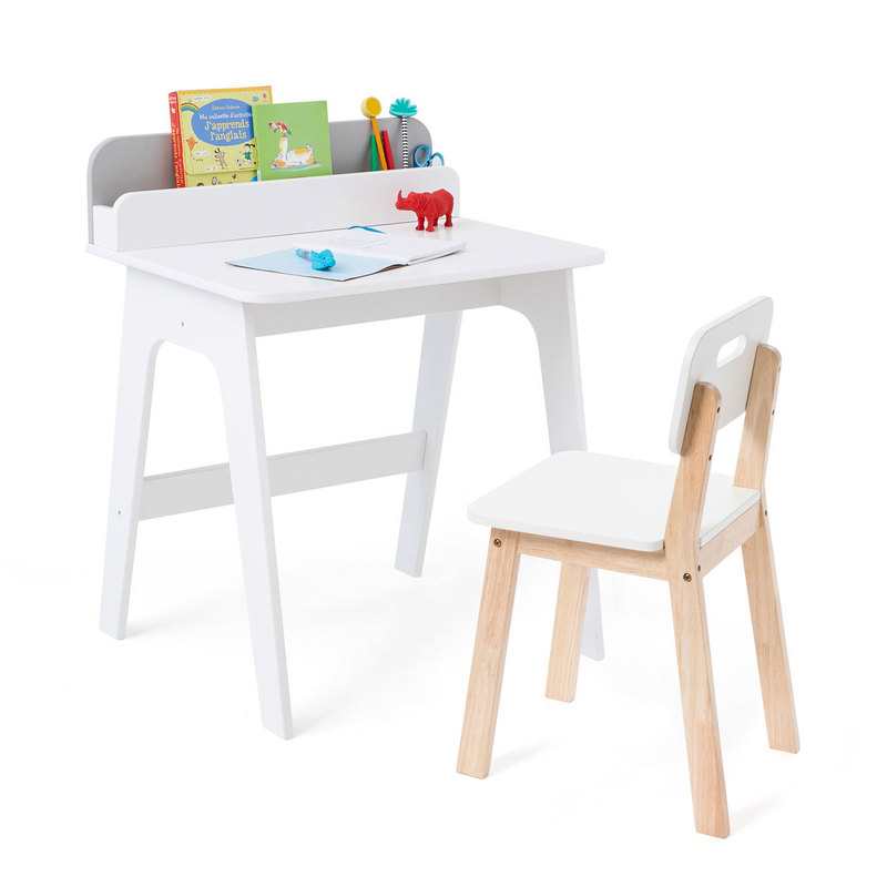Bureau primaire avec rangement blanc et gris Oxybul