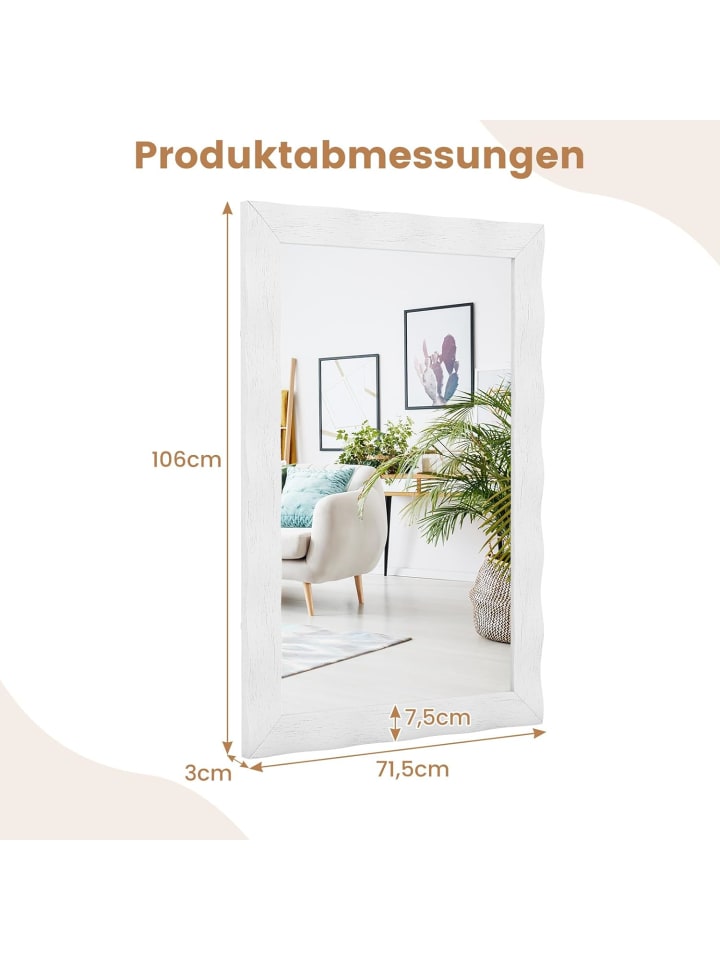 COSTWAY Wandspiegel 106 x 71.5 cm in Weiß günstig kaufen onesize