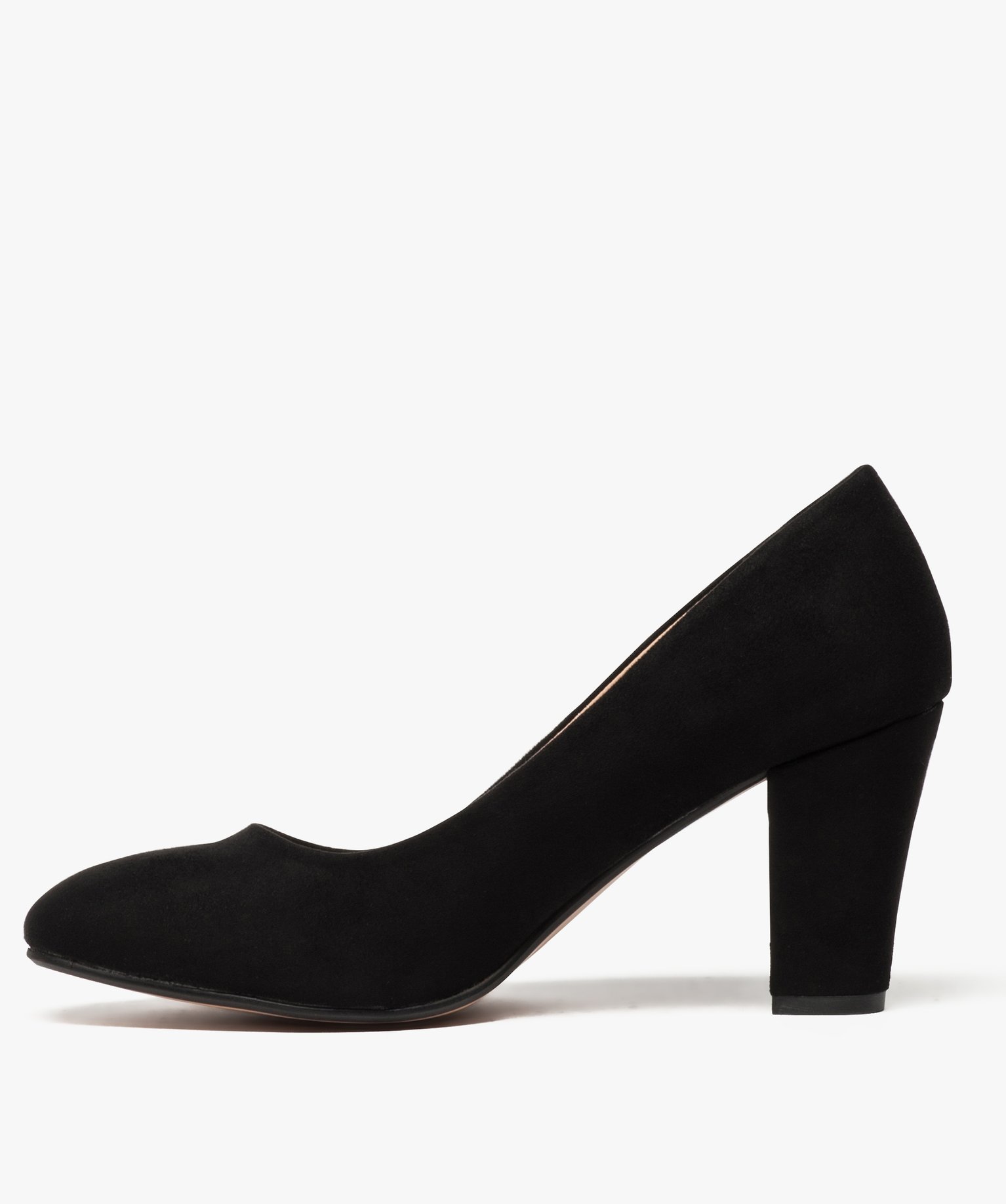 Escarpins femme à bout rond et talon large noir | GEMO