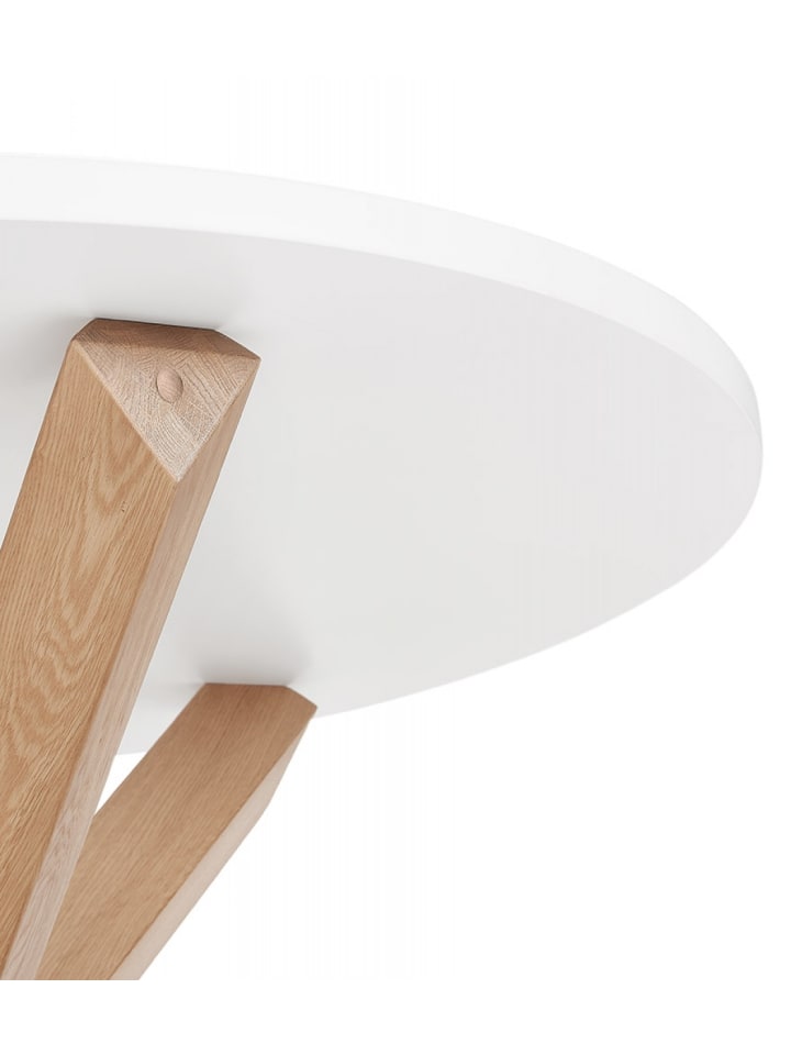 KADIMA DESIGN Runder Esstisch mit X-Beinen aus Massiver Eiche | Matt Finish in Weiß-Beige günstig kaufen onesize
