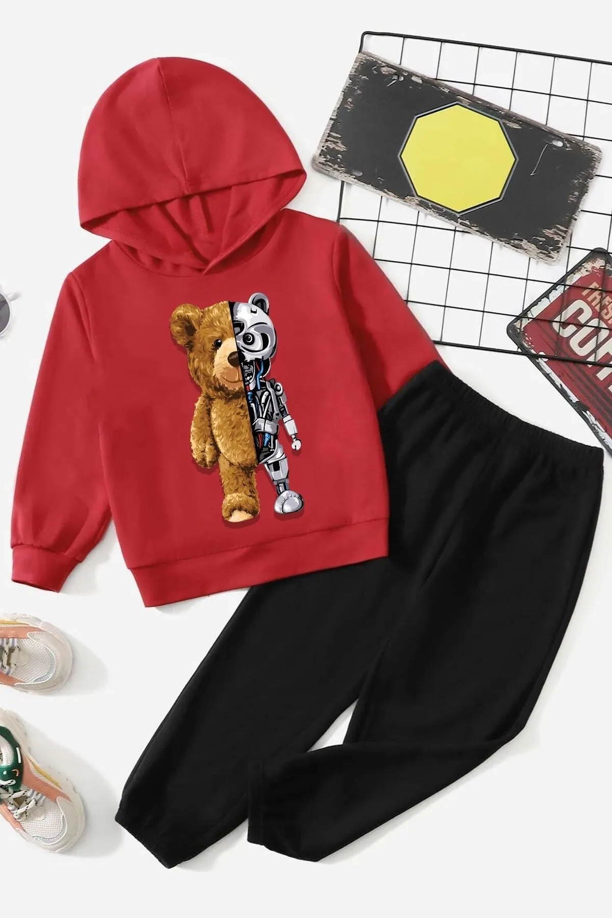 uyguntarz  Kinder-Jungen-Trainingsanzug-Set mit Bärenmotiv