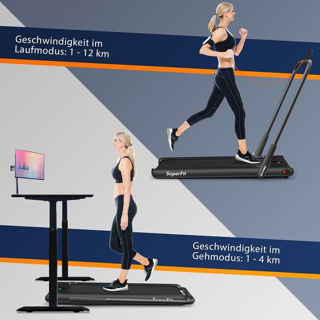 Costway 2 in 1 Laufband klappbar 2,25HP