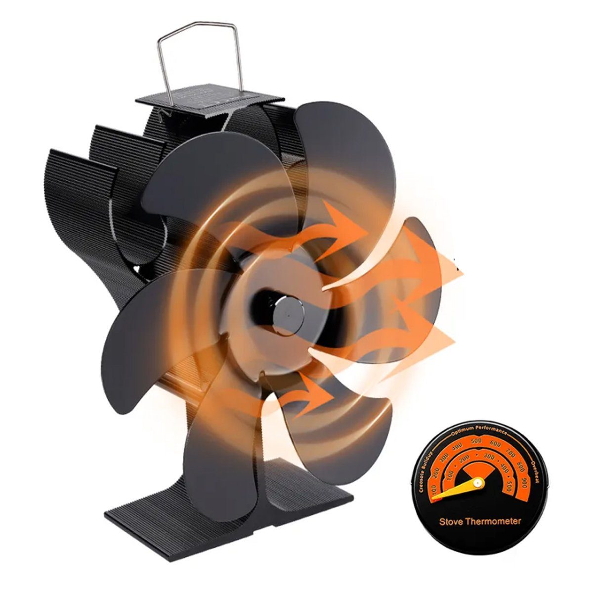 meeteu Kaminventilator 6 Flügel Stromloser Kaminofen Ventilator Stove Fan, Ofenventilator Kaminofen Gebläse Lüfter Holzofen