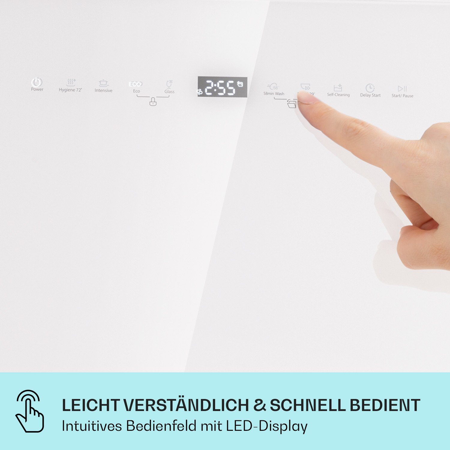 Klarstein Standgeschirrspüler Emerald 5 Slim Geschirrspüler freistehend 7 Programme Touch-Control, 10041185, 8 l