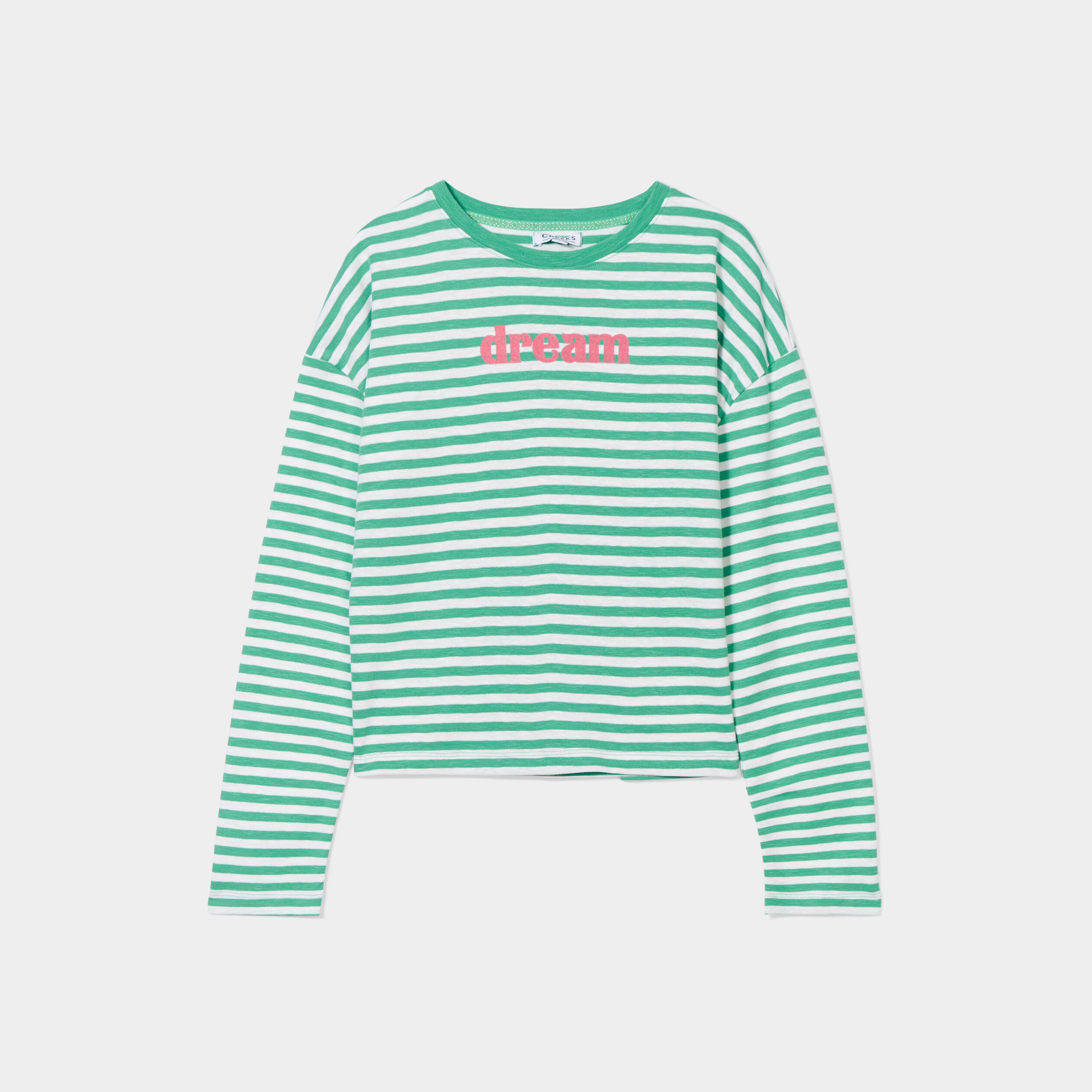 T-shirt ajusté col rond coton Creeks vert femme | La Halle
